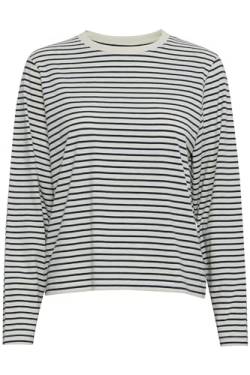 ICHI IHMIRA LS2 Damen Longsleeve Shirt 97% Baumwolle, 3% Elasthan Oversize, Größe:XL, Farbe:Total Eclipse Stripe (202997) von ICHI