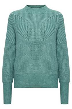 ICHI IHMYLLE LS2 Damen Strickpullover Feinstrick Pullover Strickpullover mit Turtelneck und Ballonärmeln Regular-Fit, Größe:L, Farbe:Blue Spruce (185308) von ICHI