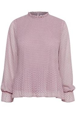 ICHI IHNALLY LS2 Damen Bluse Langarm mit schmalem Stehkragen und Allover-Print, Größe:M, Farbe:Lavender Mist (163307) von ICHI