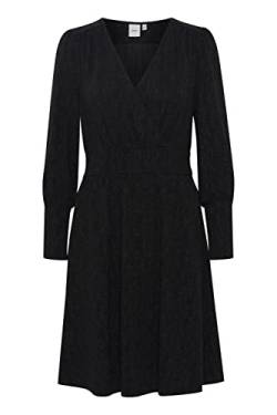 ICHI IHNELLY DR Damen Freizeitkleid Kleid Minikleid Pailletten Langarm V-Ausschnitt Regular-Fit, Größe:S, Farbe:Black (194008) von ICHI