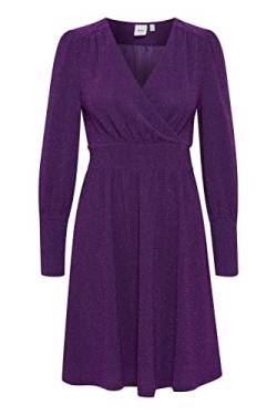 ICHI IHNELLY DR Damen Freizeitkleid Kleid Minikleid Pailletten Langarm V-Ausschnitt Regular-Fit, Größe:S, Farbe:Violet Indigo (193750) von ICHI