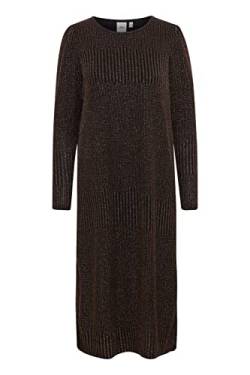 ICHI IHNILA DR Damen Strickkleid Feinstrickkleid Kleid Strickkleid Midi mit Gürtel Langarm Regular-Fit, Größe:M, Farbe:Black (194008) von ICHI