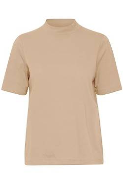 ICHI IHRANIA Damen T-Shirt Kurzarm Shirt Kurzarmshirt mit Stehkragen Regular Fit, Größe:2XL, Farbe:Tannin (171320) von ICHI