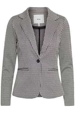 ICHI IHRUTI BL8 Damen Blazer Kurzblazer Jacke Karierter EIN-Knopf-Blazer mit Stretch und Reverskragen, Größe:XL, Farbe:Black (194008) von ICHI