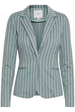 ICHI IHRUTI BL9 Damen Blazer Kurzblazer Jacke gestreifter EIN-Knopf-Blazer mit Reverskragen und Stretch, Größe:L, Farbe:Abyss (164404) von ICHI