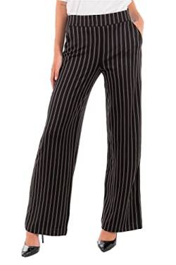 ICHI IHRUTI Wide PA11 Damen Hose Stoffhose mit Stretch hoher Elastikbund gerader Schnitt, Größe:2XL, Farbe:Black (194008) von ICHI