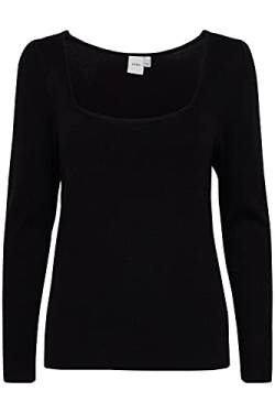 ICHI IHRUVERA LS Damen Strickpullover Feinstrick Pullover Feinstrickpullover mit Trapezauschnitt Slim-Fit, Größe:L, Farbe:Black (194008) von ICHI