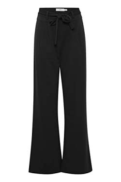 ICHI IHSIMONSE PA4 Damen Hose Stoffhose mit Stretch gerader Schnitt mit Gürtel und Bundfalten, Größe:L, Farbe:Black (194008) von ICHI