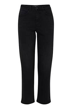 ICHI IHTWIGGY Raven Damen Jeans Denim Hose mit Stretch gerader Schnitt Crop Länge, Größe:30, Farbe:Washed Black (19041) von ICHI
