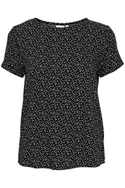 ICHI IHVERA SS13 Damen T-Shirt Kurzarm Shirt Blusenshirt mit All-Over-Print Flügelärmel Hochwertige Viskose-Qualität Regular Fit, Größe:36, Farbe:Black (194008) von ICHI