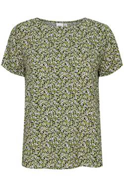 ICHI IHVERA SS13 Damen T-Shirt Kurzarm Shirt Blusenshirt mit All-Over-Print Flügelärmel Hochwertige Viskose-Qualität Regular Fit, Größe:38, Farbe:Weeping Willow (150525) von ICHI