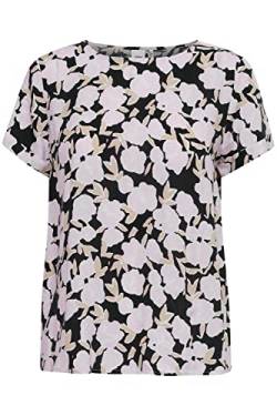 ICHI IHVERA SS14 Damen Kurze Bluse Kurzarm Shirtbluse mit Rundhalsausschnitt Nachhaltige zertifizierte EcoVero Viskose Regular Fit, Größe:36, Farbe:Lavender Fog (133820) von ICHI