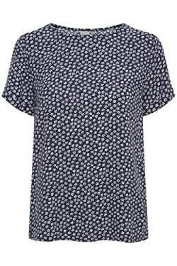 ICHI IHVERA SS14 Damen Kurze Bluse Kurzarm Shirtbluse mit Rundhalsausschnitt Nachhaltige zertifizierte EcoVero Viskose Regular Fit, Größe:36, Farbe:Total Eclipse (194010) von ICHI