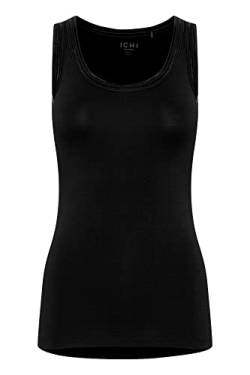 ICHI IHZOLA to Damen Top Kurzarm Shirt Basic rundhalstop mit aufgesetzten Kanten Slim Fit, Größe:L, Farbe:Black (10001) von ICHI