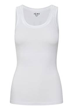 ICHI IHZOLA to Damen Top Kurzarm Shirt Basic rundhalstop mit aufgesetzten Kanten Slim Fit, Größe:L, Farbe:White (10100) von ICHI