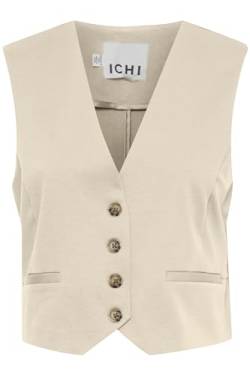 ICHI IXKATE WA Damen Weste Ärmellos V-Ausschnitt mit Knopfleiste Regular fit, Größe:L, Farbe:Doeskin (151308) von ICHI