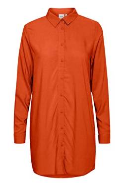 Ichi IHMAIN Damen Langarmbluse Hemd Langes Shirt mit Hemdblusenkragen relaxed fit, Größe:34, Farbe:Pureed Pumpkin (171449) von ICHI
