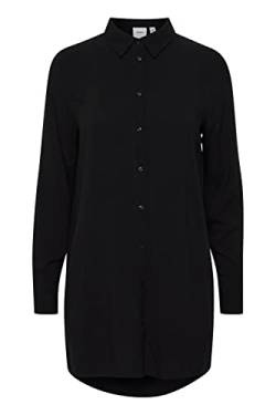 Ichi IHMAIN Damen Langarmbluse Hemd Langes Shirt mit Hemdblusenkragen relaxed fit, Größe:36, Farbe:Black (194008) von ICHI