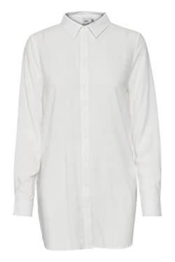 Ichi IHMAIN Damen Langarmbluse Hemd Langes Shirt mit Hemdblusenkragen relaxed fit, Größe:36, Farbe:Cloud Dancer (114201) von ICHI