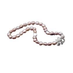 ICXLPMC Echte Süßwasserperlenkette for Frauen, 9–10 mm, barocker Hochzeitsschmuck, Mädchen, Geburtstag, bestes Geschenk, weiße natürliche Perlenketten (Color : 40cm, Size : Gray) von ICXLPMC