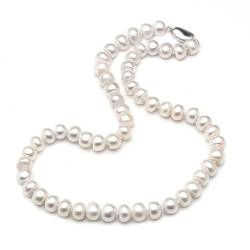 ICXLPMC Echte natürliche Süßwasserperlenkette Frauen, echte weiße Perlenketten in Box (Color : 9-10mm, Size : 45cm) von ICXLPMC