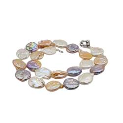 ICXLPMC Mode-Accessoires Charm Regenbogen Barock Perlen Set Damen Halskette Armband Natürliche Perle Silber Münze Form Weiß Rosa Lila Farbe Hochzeitsschmuck erfüllen (Size : Bracelet 20cm) von ICXLPMC