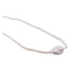 ICXLPMC Mode-Accessoires Damen-Barock-Anhänger-Halskette, natürliche Süßwasserperle, kleine Perlenkette, Damenschmuck erfüllen (Color : White, Size : 40cm) von ICXLPMC