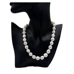 ICXLPMC Mode-Accessoires Große Partikel-Barock-Perlenkette, weiße Naturperle, unregelmäßige Form, Durchmesser 12-13 mm, liebevolle Damen-Perlenkette erfüllen (Color : White, Size : 45cm) von ICXLPMC