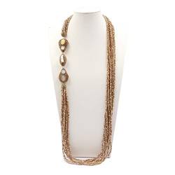 ICXLPMC Mode-Accessoires Schmuck 38 Zoll 7 Stränge Gelb Golden Crystal White Pearl Lange Halskette for Frauen Lady Gift erfüllen von ICXLPMC
