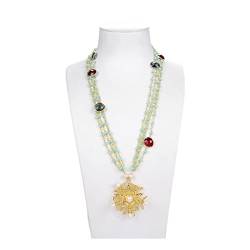ICXLPMC Mode-Accessoires Schmuck-Perlen-Gelb-Blumen-Anhänger-heiße Art- und Weisemehrschichtige Kristallaussage-Halsketten for Frauen erfüllen von ICXLPMC
