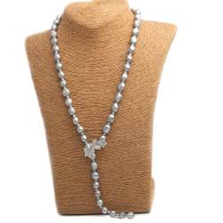 ICXLPMC Mode-Accessoires Trendige schwarze Süßwasserperlenkette Natürliche lange Perlenkette Schmuck Ehefrau Partygeschenk 700 mm erfüllen (Size : Black necklace) von ICXLPMC