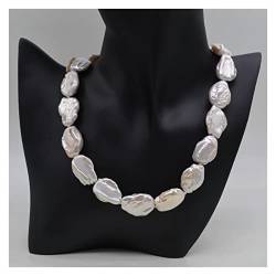 ICXLPMC Mode-Accessoires Weiße Barock Halskette Natürliche Münze Tropfenform Perlenkette Übertriebene Damen Halskette Geschenk for Mama erfüllen (Color : White, Size : 6 1/8) von ICXLPMC