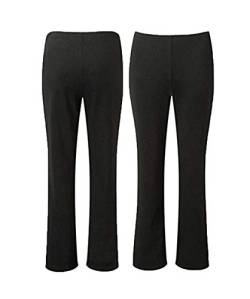 Ideal Online Bootleg-Hose für Damen, Bootcut, Stretch, fein gerippt, 2 Stück, Schwarz , 48 von IDEAL ONLINE