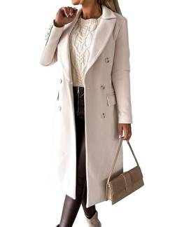 IDEALSANXUN 2023 Frauen Wollmantel Zweireiher Trenchcoat Herbst Winter Kleidung, Beige, Large von IDEALSANXUN