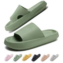 IDEINER Original Badelatschen für Damen und Herren Cozy Slides Wolken Schuhe Cloud Badeschuhe Sommer Sandalen Hauschuhe mit weicher, dicker Sohle Rutschfest Bequem Sandstrand Pool Grün Gr. 38/39 von IDEINER