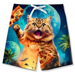 IDGREATIM Badehose Jungen Kinder Katze Badeshorts Schnell Trocknende Boardshorts Hawaii Strand Shorts 7-8 Jahre von IDGREATIM