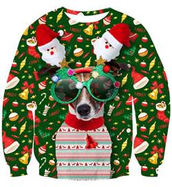 IDGREATIM Boys Teenager Hund Gedruckt Hässliche Weihnachten Sweatshirt Weihnachtsmütze Pullover Langarm Pullover Shirts S von IDGREATIM