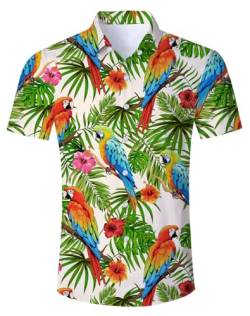IDGREATIM Hawaiihemd Herren 3D Drucken Lässig Button Down Strandurlaub Hemd Aloha Kurzarm Hemd M von IDGREATIM
