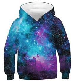 IDGREATIM Jungen Mädchen Pullover Hoodie 3D Galaxy Universum Sweatshirts Langarm Neuheit Teen Kapuzenpullover M von IDGREATIM