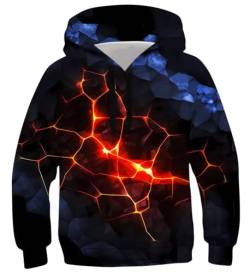 IDGREATIM Kind Hoodies 3D Muster Kapuzenpullover Hip Pop Hoody Jungen Pullover Lange Ärmel Sweatshirt Mit Tasche Schwarz S von IDGREATIM