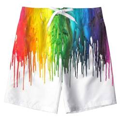 IDGREATIM Kinder Jungen Badeanzug Shorts Ice Cream World Drucken Kurze Badehose Tropical Hawaii Beach Shorts von IDGREATIM