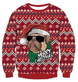 Idgreatim Herren Damen Weihnachtspullover Ugly Christmas Sweater Hässliche Weihnachten Pullover Jumper 3D Gedruckt Langarm Strickpullover, Cow, M von IDGREATIM