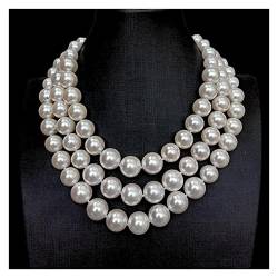 IDGTTLDF Ketten für Damen 3 Reihen White Sea Shell Pearl Graduated Halskette Multi Layers Jewelry von IDGTTLDF