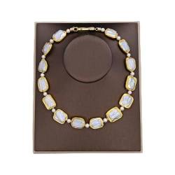 IDGTTLDF Ketten für Damen Schmuck 18,5 Zoll natürliche weiße quadratische Keshi-Perlenkette for Frauen erfüllen von IDGTTLDF