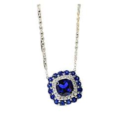 Ketten für Damen Vintage 925 Sterling Silber 13 * 13mm Smaragd Saphir Lab Diamant Ohrringe Anhänger Halskette Hochzeit Schmuck Sets for Freundin erfüllen ( Color : 45cm , Size : Blue Jewelry set ) von IDGTTLDF