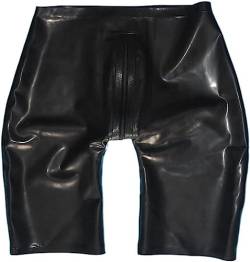 IDOBLO Handgefertigte Herren-Gummihose, Latex-Shorts Für Männer Mit 2-Wege-Schritt-Reißverschlüssen, Lange Beinhose,Schwarz,3XL von IDOBLO