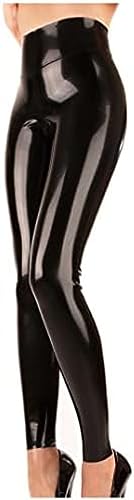 IDOBLO Sexy Damen-Latex-Leggings Mit Hoher Taille Und Reißverschluss Im Schritt,Schwarz,XXL von IDOBLO