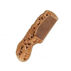 Natural Peach Wooden Comb Handmade Decorative Carved Pattern Out Handmade Wooden Portable Massage Hair Combs,Gelb von IDOBLO