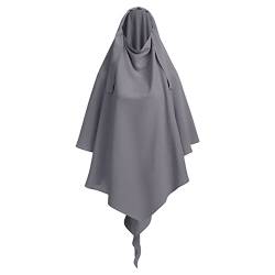 IDOPIP Khimar Damen Muslim Chiffon Hijab Kopftuch Arabien Islamische Dubai Middle East Turban Schals Körperabdeckung Hellgrau von IDOPIP