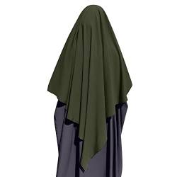 IDOPIP Khimar Kopftuch Damen Hijab Muslim Chiffon Dreieck Lang Burka Arabien Islamische Dubai Middle East Turban Schals NiqabKörperabdeckung Armeegrün von IDOPIP